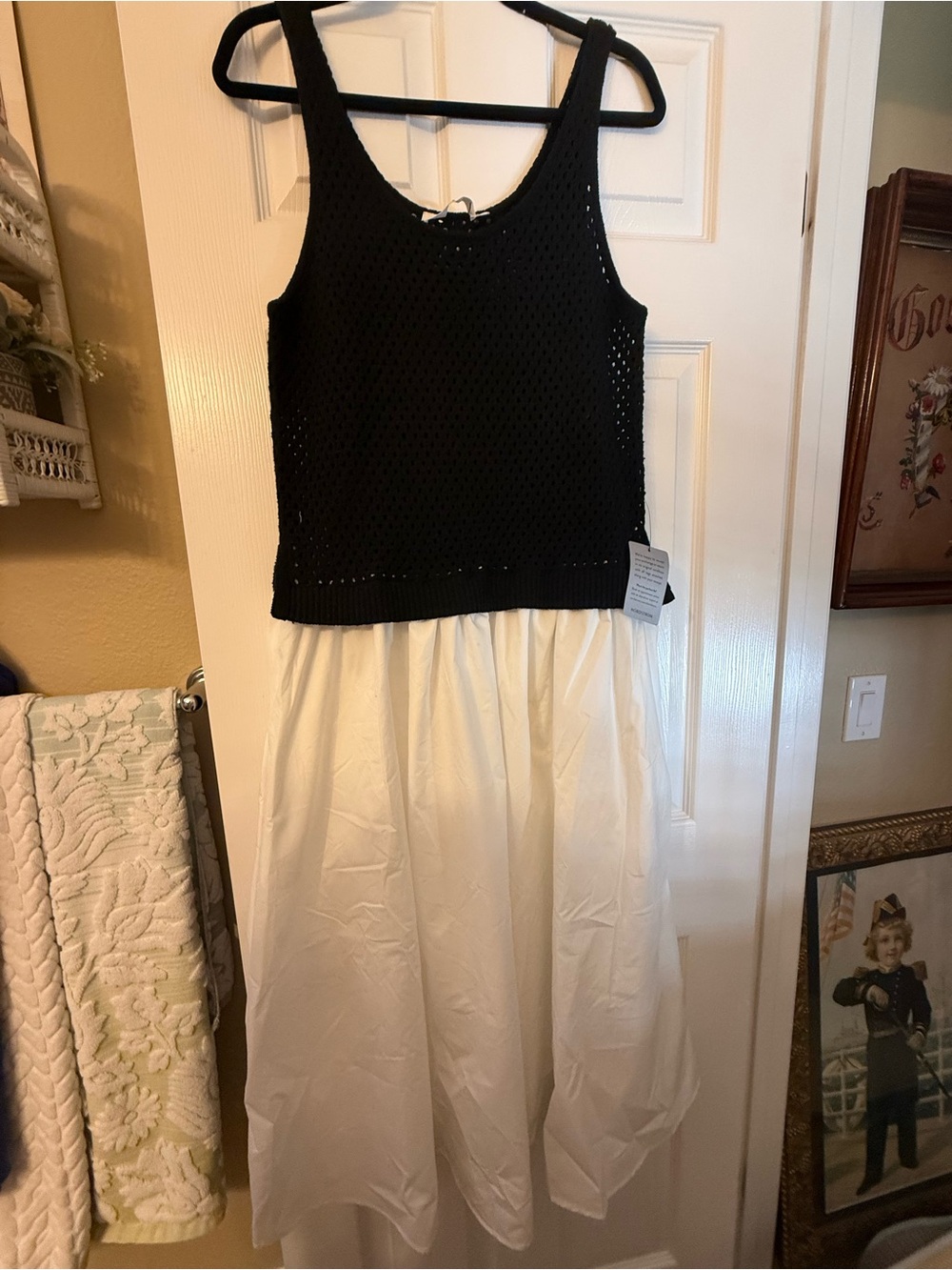 Astr Black Sweater Bodice with White Full Skirt  Formal Dress